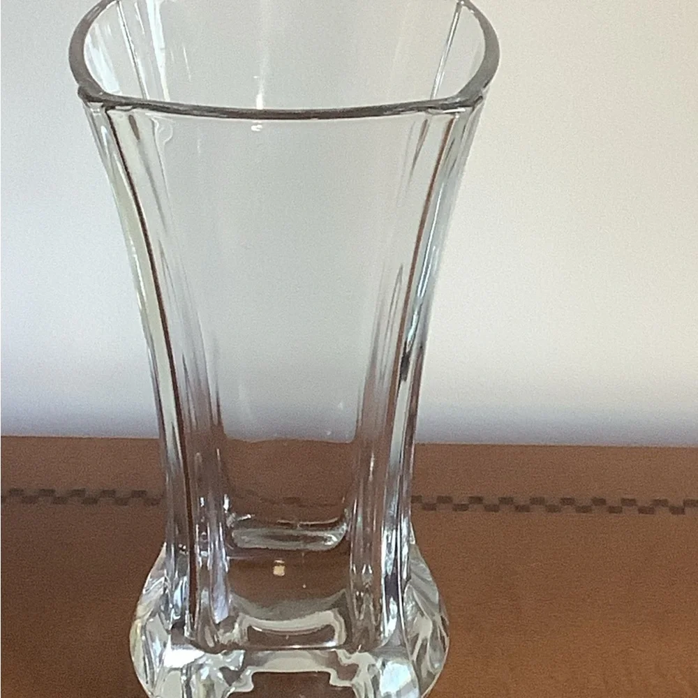 Elegant  French Four Sided Clear Glass Vase